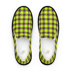 Women’s Slip-On Canvas Shoes Electric Lime and Livid Brown Plaid 12 - Scottish Squares