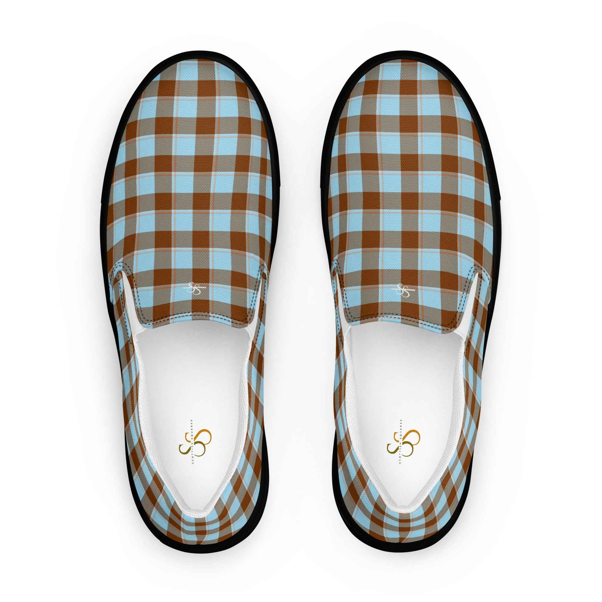 Women’s Slip-On Canvas Shoes Blizzard Blue and Livid Brown Plaid 12 - Scottish Squares