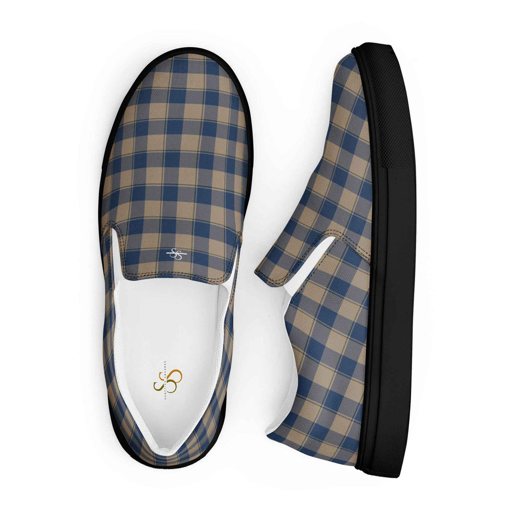 Women’s Slip-On Canvas Shoes Cello and Donkey Brown Plaid - Scottish Squares