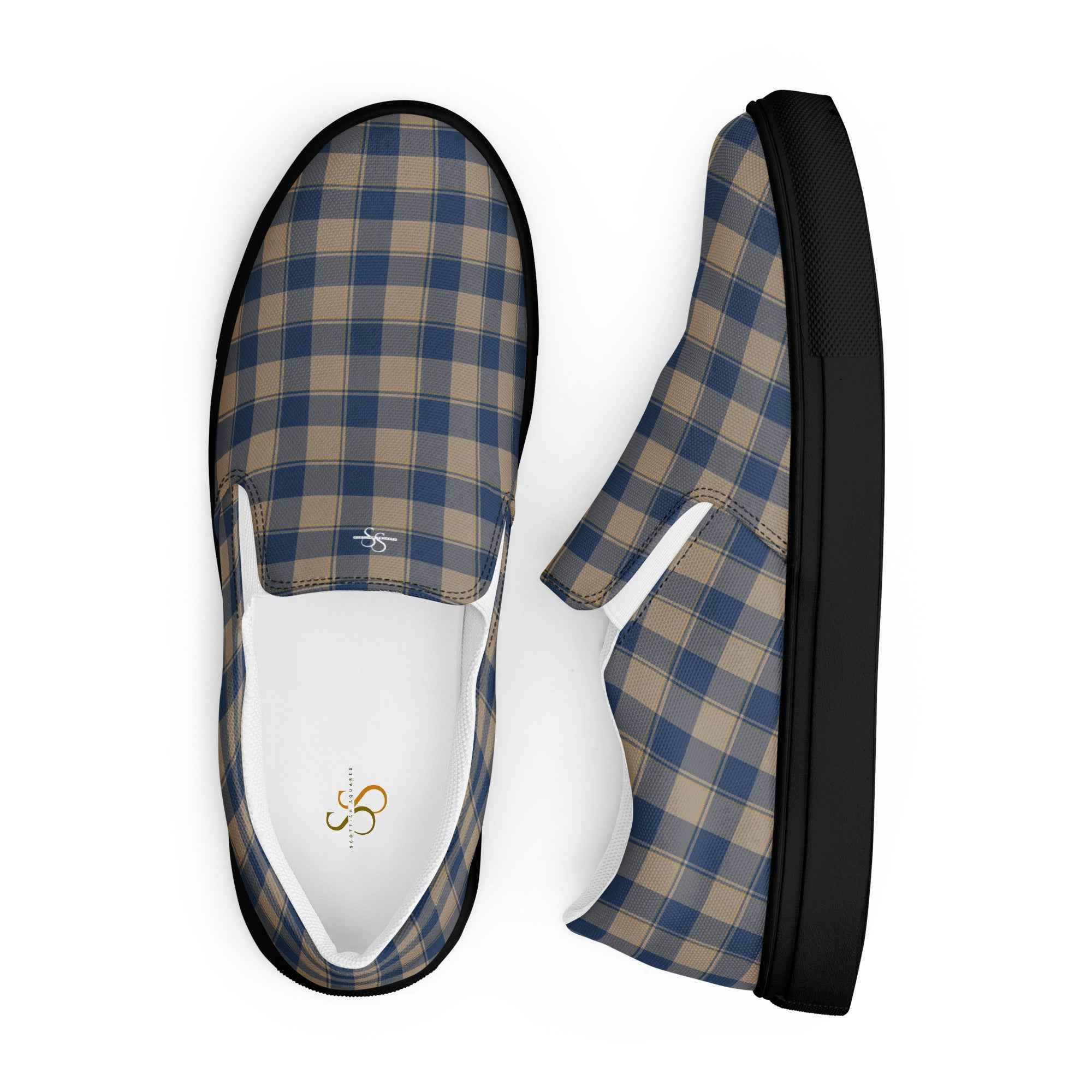 Women’s Slip-On Canvas Shoes Cello and Donkey Brown Plaid - Scottish Squares