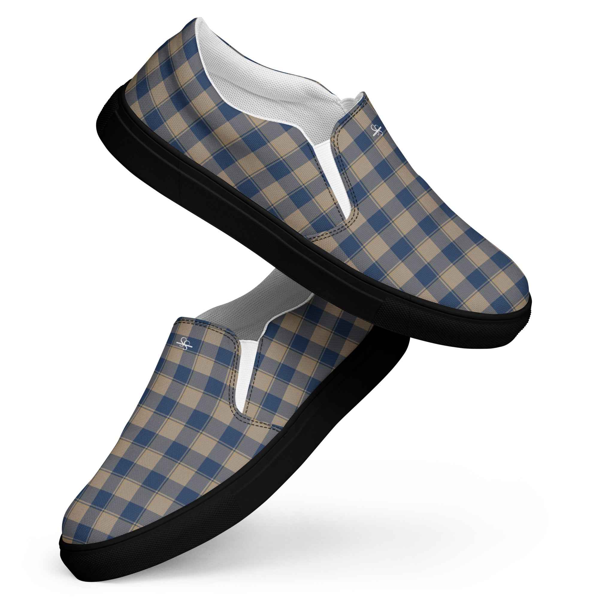 Women’s Slip-On Canvas Shoes Cello and Donkey Brown Plaid - Scottish Squares