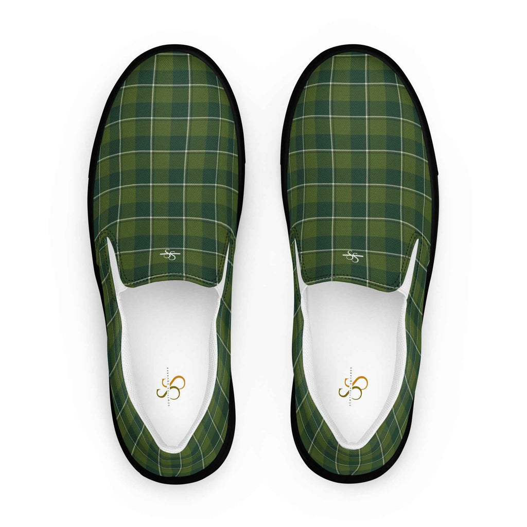 Women’s Slip-On Canvas Shoes Woodland and Evergreen Plaid 12 - Scottish Squares