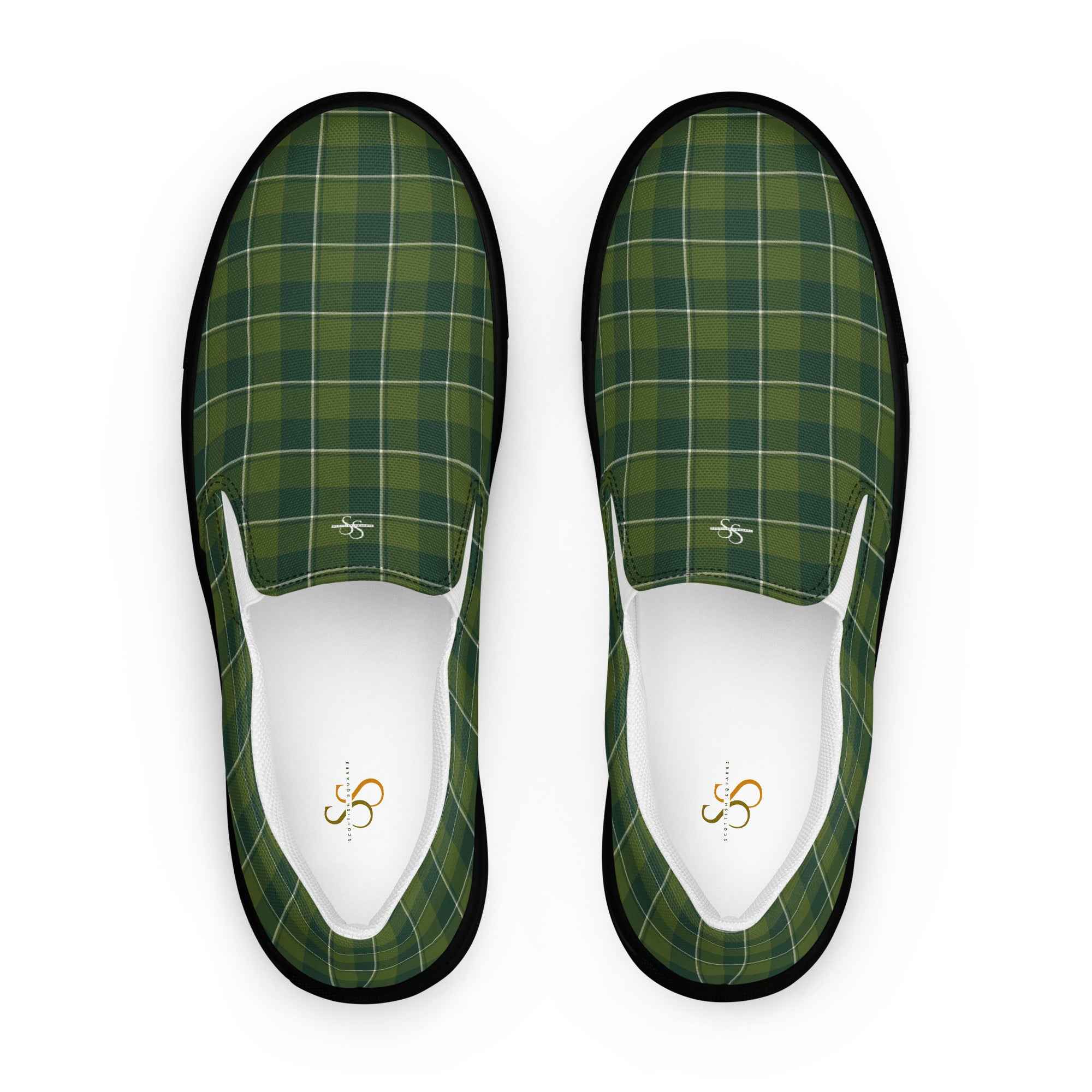 Women’s Slip-On Canvas Shoes Woodland and Evergreen Plaid 12 - Scottish Squares