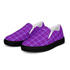 Women’s Slip-On Canvas Shoes Electric Violet and Fuchsia Plaid - Scottish Squares