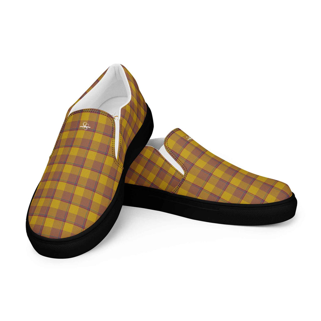 Women’s Slip-On Canvas Shoes Potters Clay and Pizza Plaid - Scottish Squares