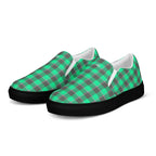 Women’s Slip-On Canvas Shoes Spring Green and Finlandia Plaid - Scottish Squares