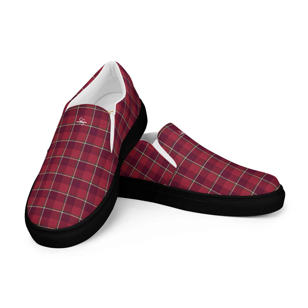 Women’s Slip-On Canvas Shoes Old Brick and Cab Sav Plaid - Scottish Squares