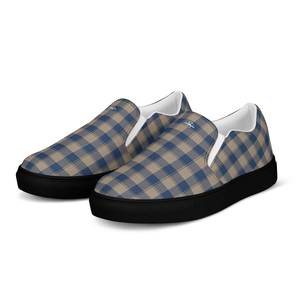Women’s Slip-On Canvas Shoes Cello and Donkey Brown Plaid - Scottish Squares