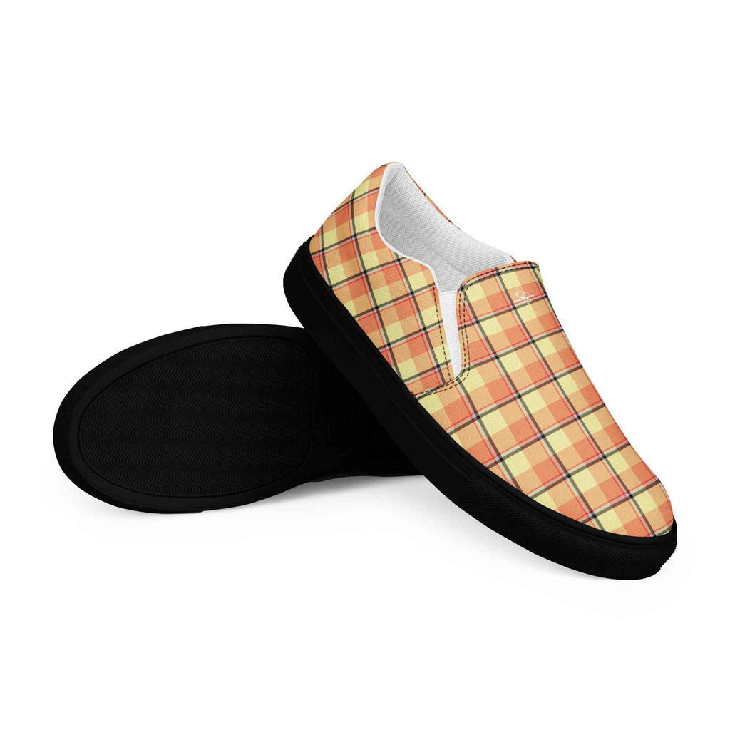 Women’s Slip-On Canvas Shoes Claystone and Morning Mist Plaid - Scottish Squares