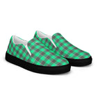 Women’s Slip-On Canvas Shoes Spring Green and Finlandia Plaid - Scottish Squares