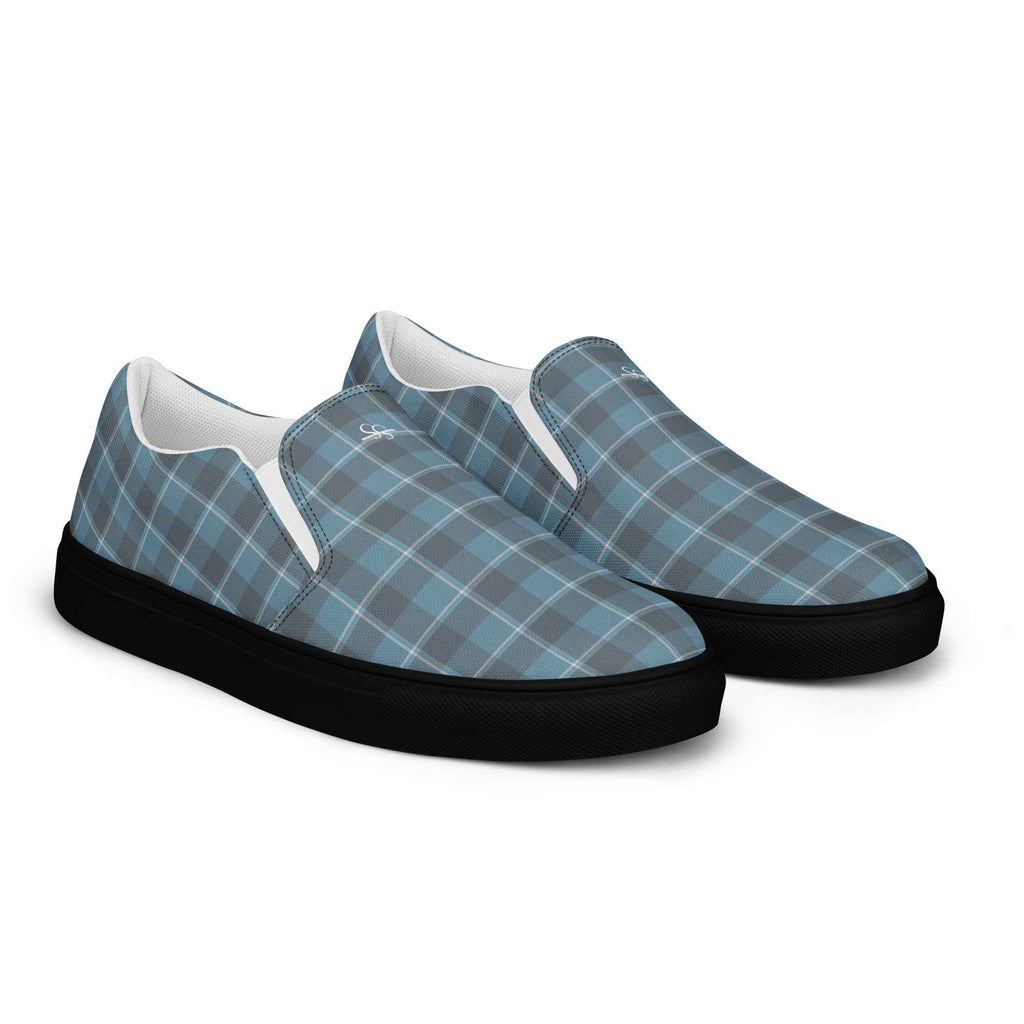 Women’s Slip-On Canvas Shoes Hoki and Shuttle Gray Plaid - Scottish Squares