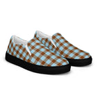 Women’s Slip-On Canvas Shoes Blizzard Blue and Livid Brown Plaid - Scottish Squares