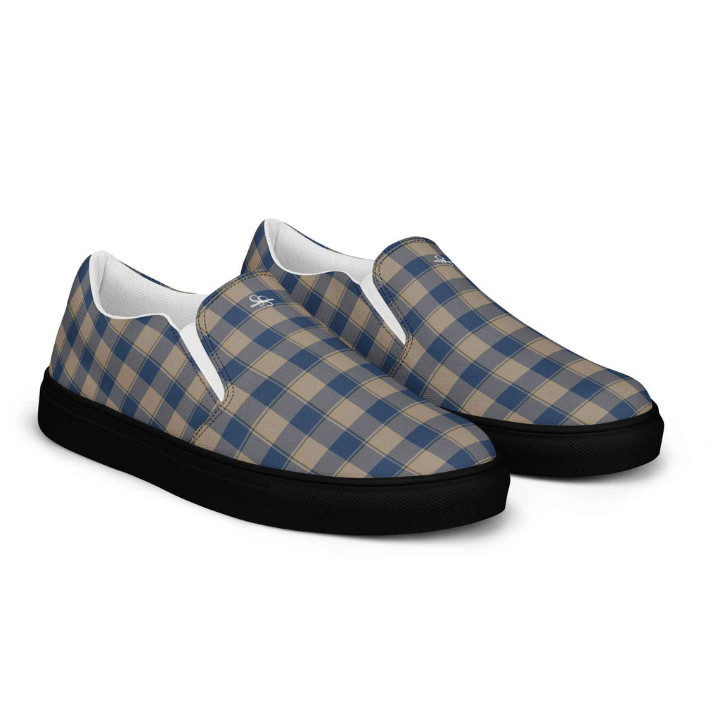 Women’s Slip-On Canvas Shoes Cello and Donkey Brown Plaid - Scottish Squares