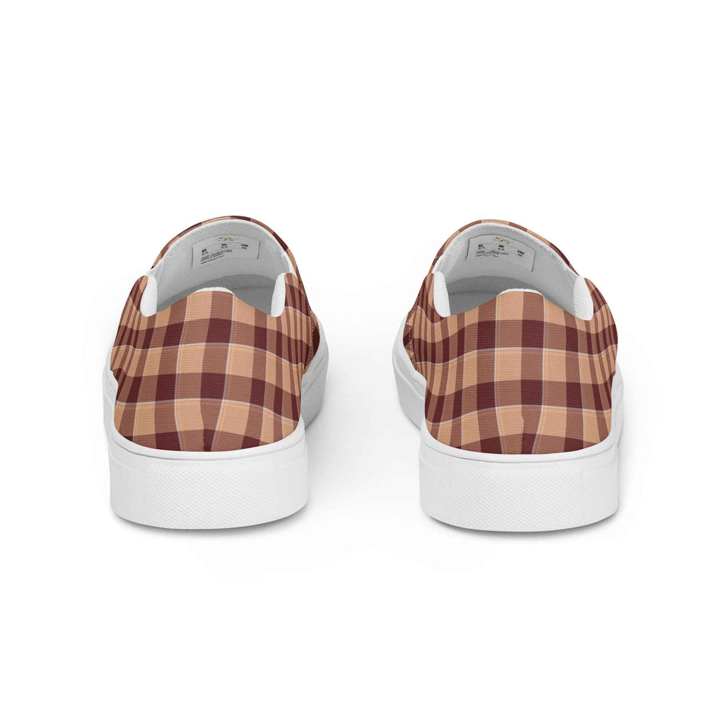 Women’s Slip-On Canvas Shoes Whiskey and Livid Brown Plaid - Scottish Squares