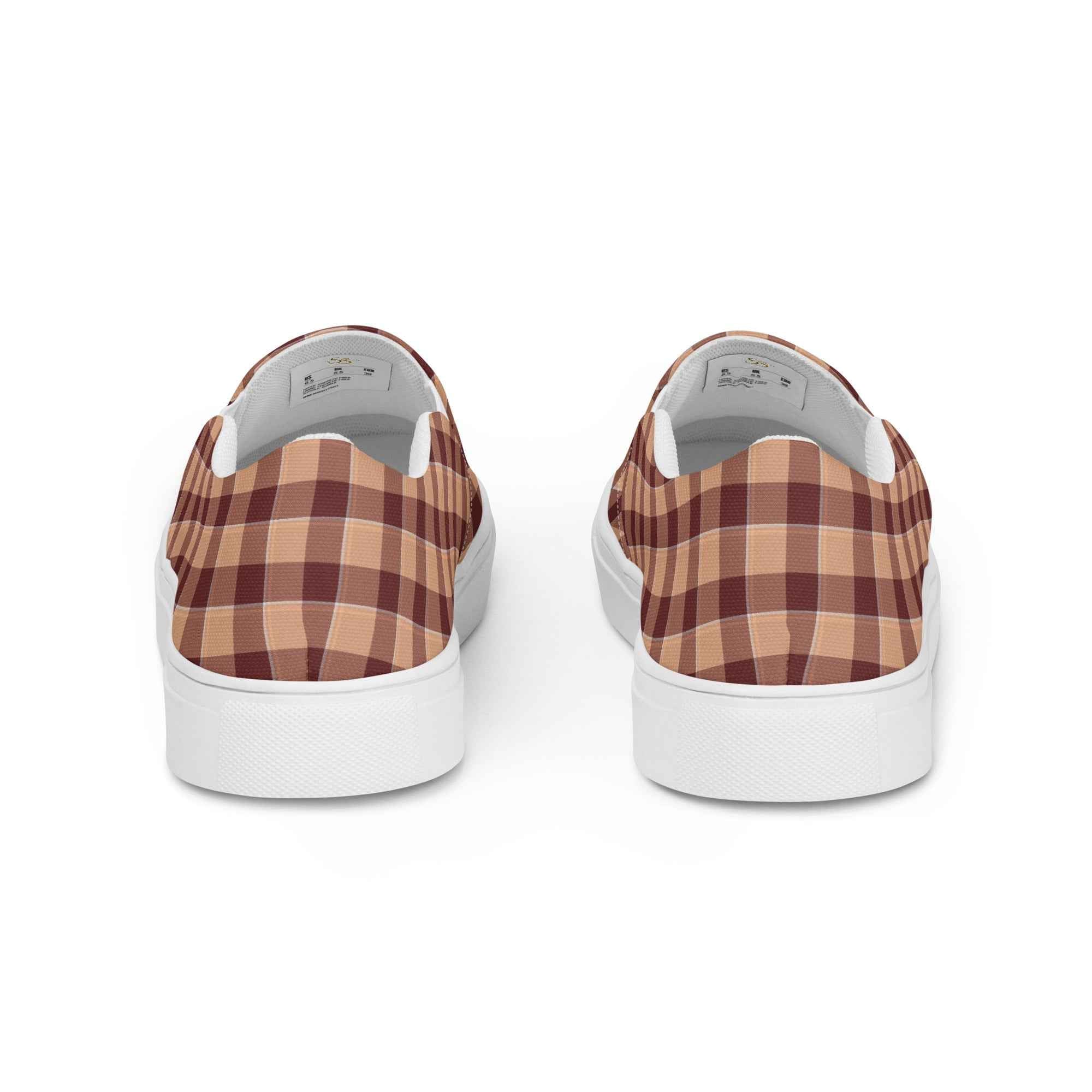 Women’s Slip-On Canvas Shoes Whiskey and Livid Brown Plaid - Scottish Squares
