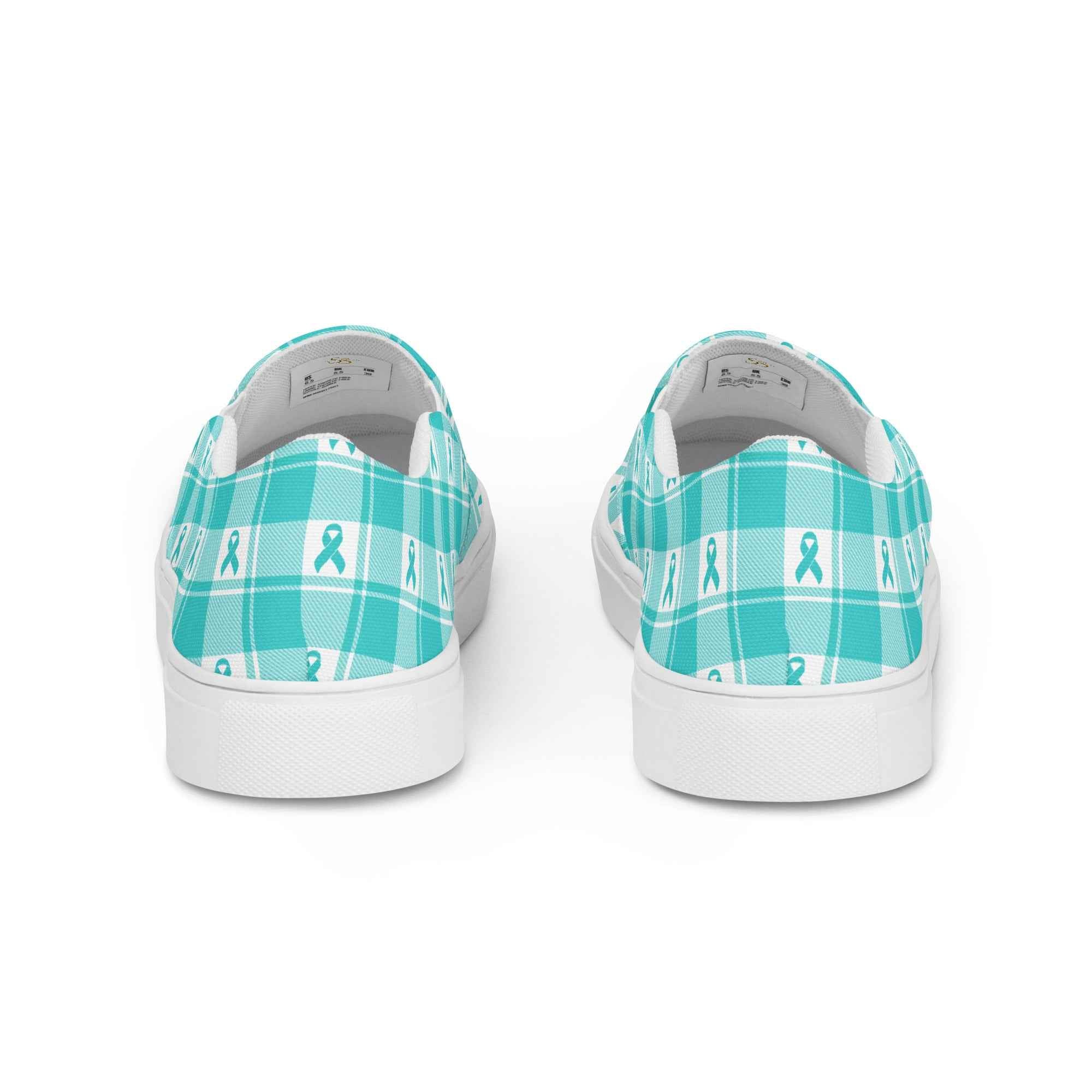 Women’s Slip-On Canvas Shoes Ovarian Cancer Awareness Plaid - Scottish Squares