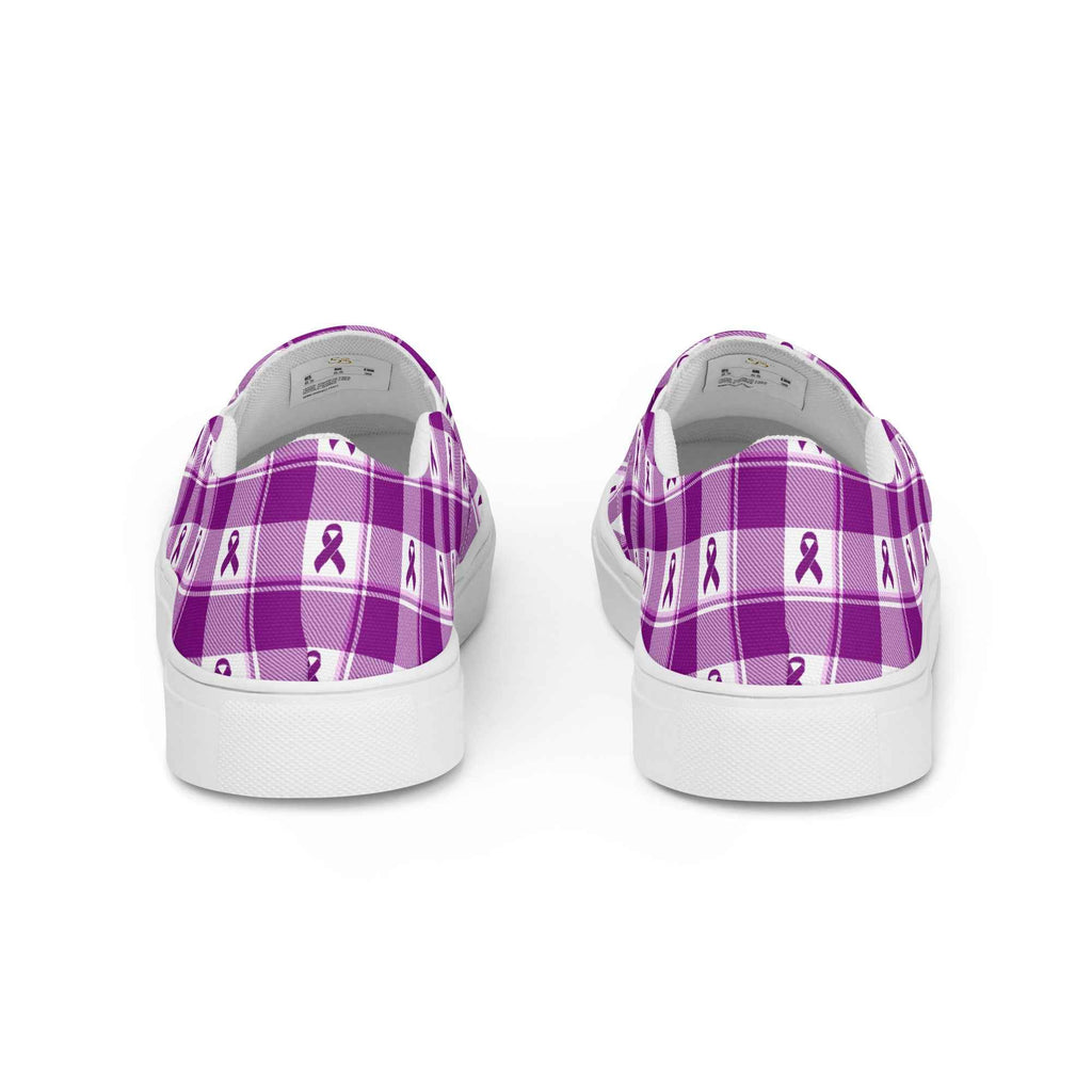 Women’s Slip-On Canvas Shoes Pancreatic Cancer Awareness Plaid - Scottish Squares
