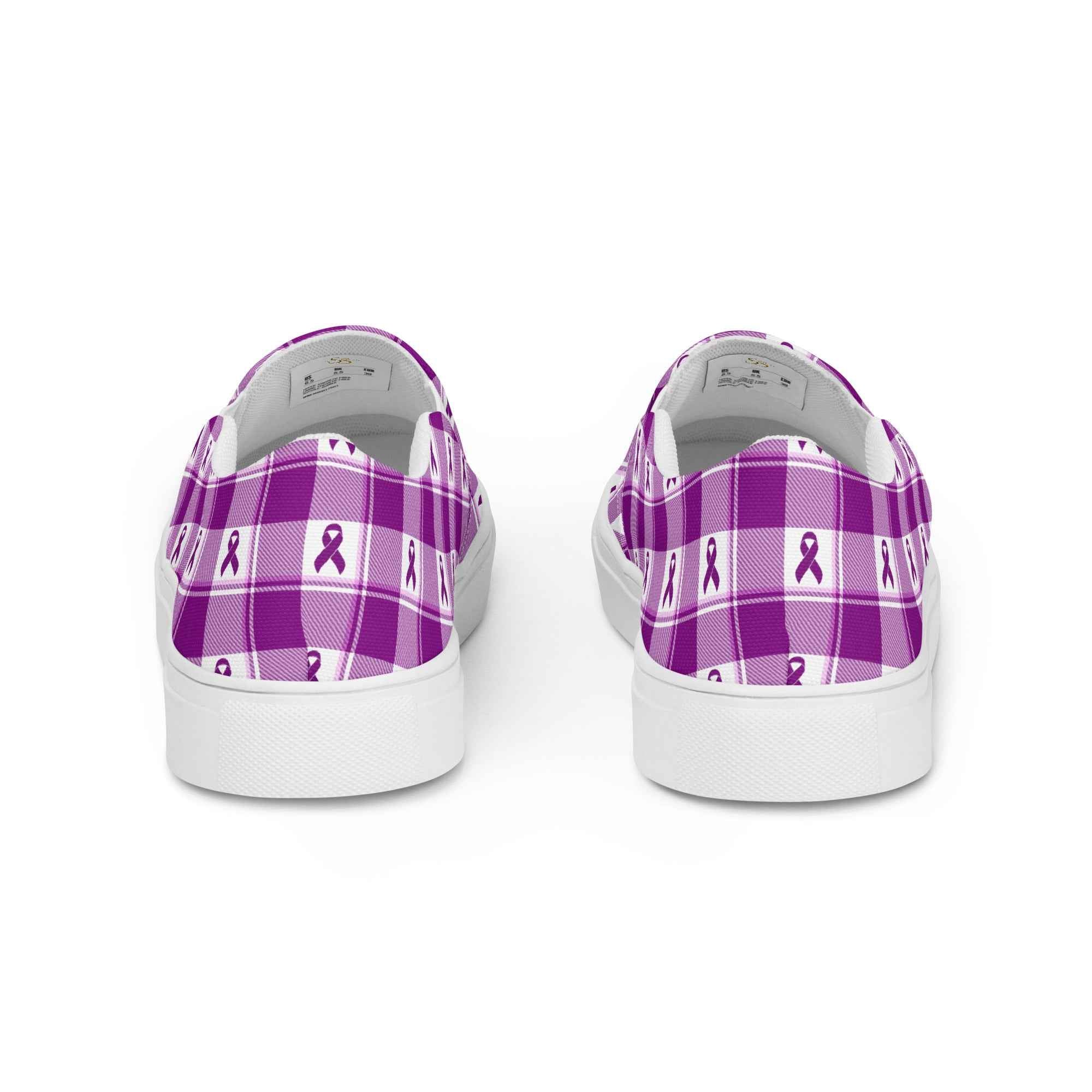 Women’s Slip-On Canvas Shoes Pancreatic Cancer Awareness Plaid - Scottish Squares