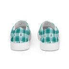 Women’s Slip-On Canvas Shoes Cervical Cancer Awareness Plaid, Teal Ribbon, Supportive Gift - Scottish Squares