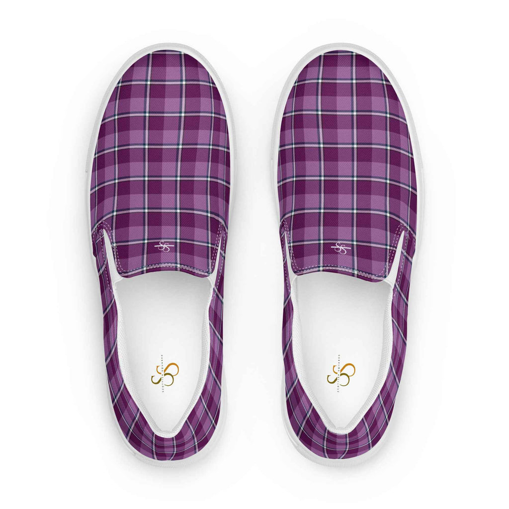 Women’s Slip-On Canvas Shoes Purple and Trendy Pink Plaid 12 - Scottish Squares