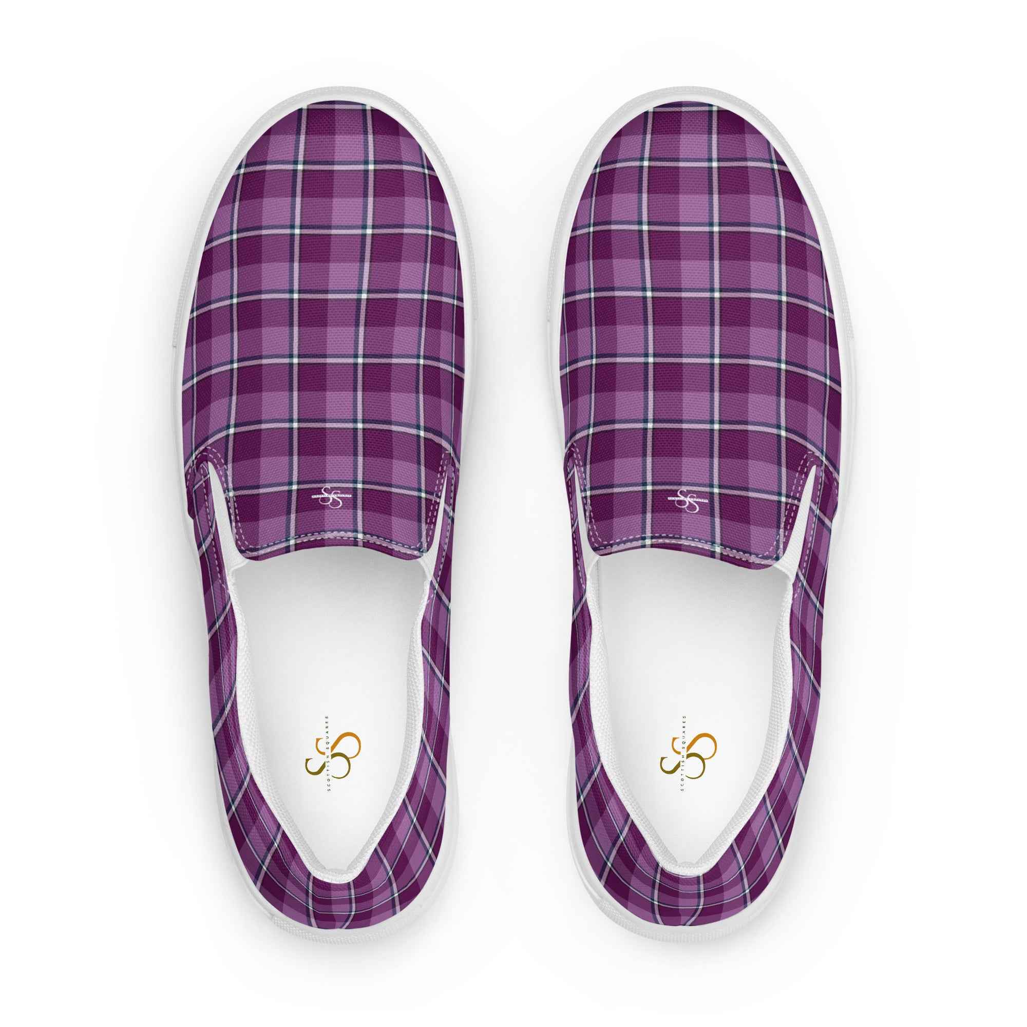 Women’s Slip-On Canvas Shoes Purple and Trendy Pink Plaid 12 - Scottish Squares