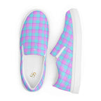 Women’s Slip-On Canvas Shoes Mauve and Coastal Mist Plaid - Scottish Squares