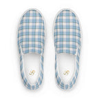 Women’s Slip-On Canvas Shoes Pink Cloud and Blue Lagoon Plaid 12 - Scottish Squares