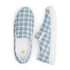 Women’s Slip-On Canvas Shoes Pink Cloud and Blue Lagoon Plaid - Scottish Squares