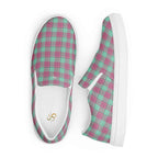 Women’s Slip-On Canvas Shoes Vista Blue and Turkish Rose Plaid - Scottish Squares
