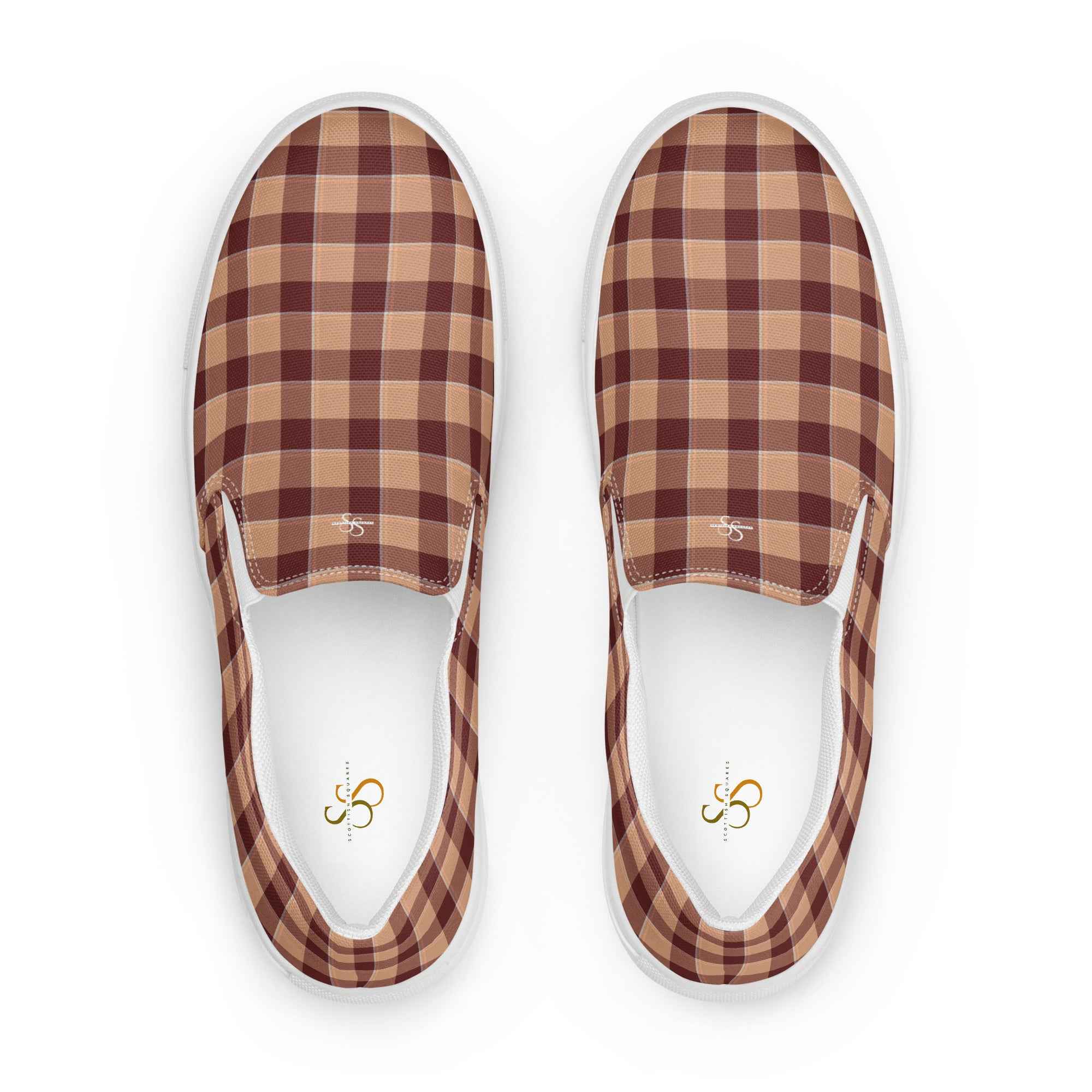 Women’s Slip-On Canvas Shoes Whiskey and Livid Brown Plaid 12 - Scottish Squares