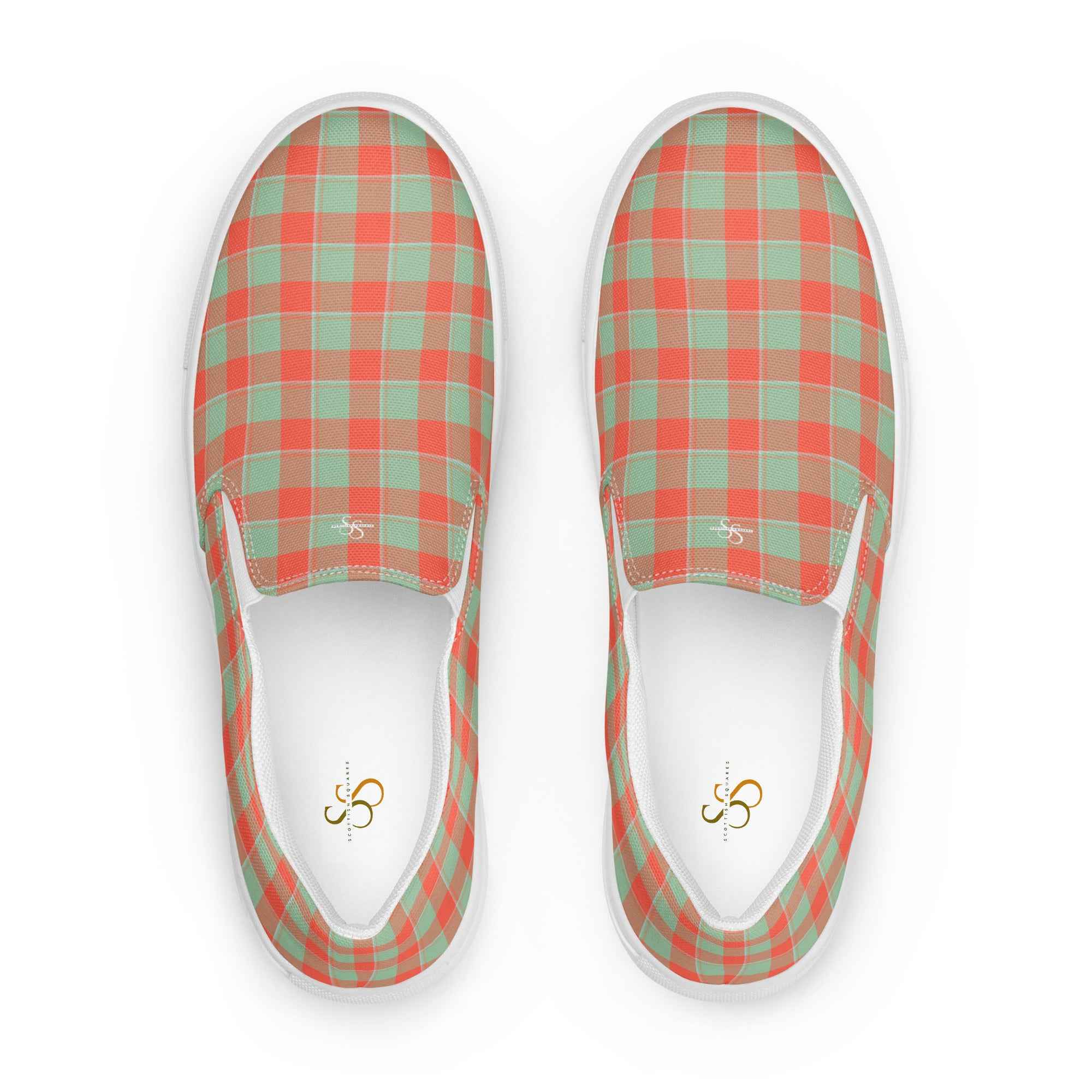 Women’s Slip-On Canvas Shoes Spring Rain and Persimmon Plaid 12 - Scottish Squares