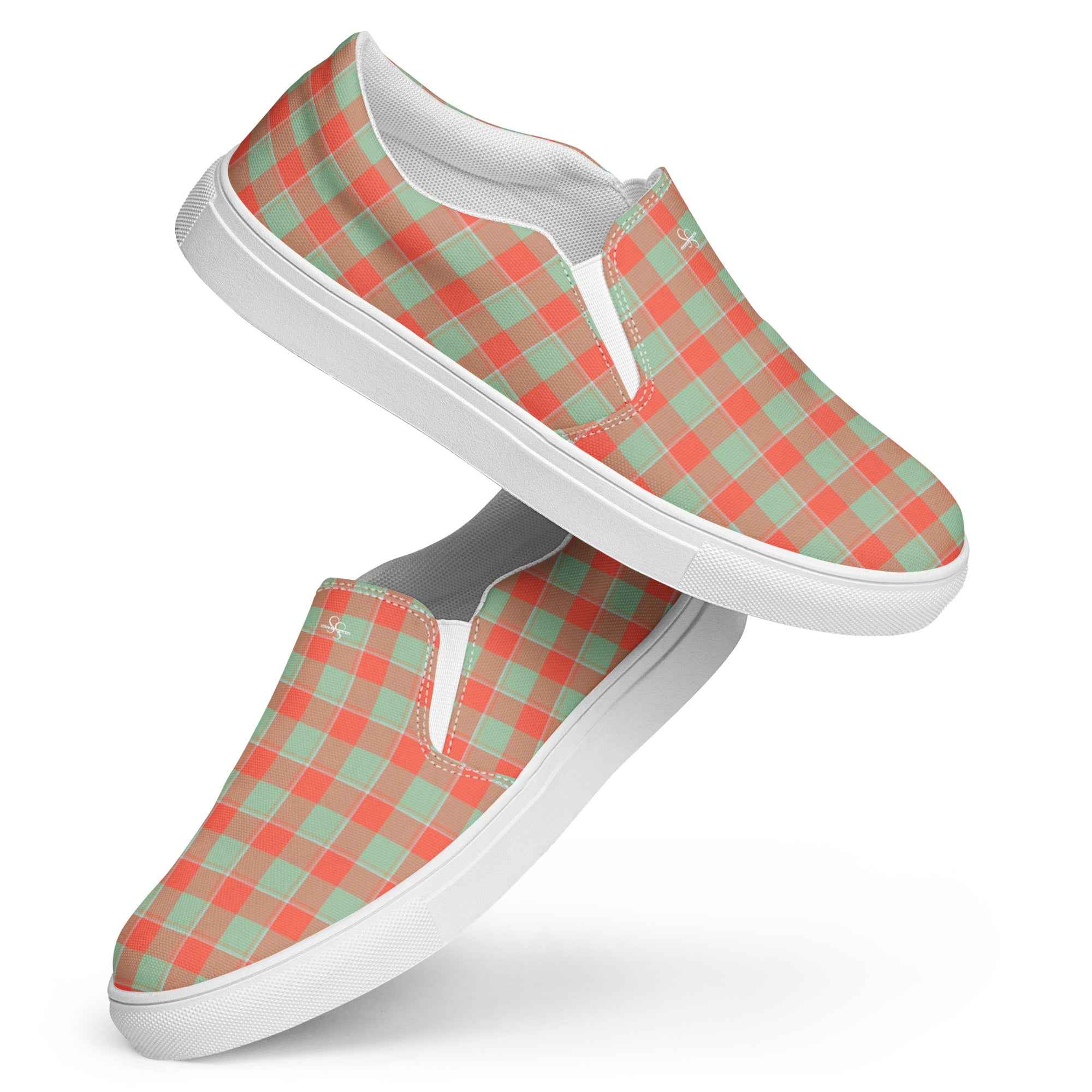 Women’s Slip-On Canvas Shoes Spring Rain and Persimmon Plaid - Scottish Squares