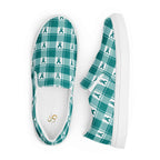 Women’s Slip-On Canvas Shoes Cervical Cancer Awareness Plaid, Teal Ribbon, Supportive Gift - Scottish Squares