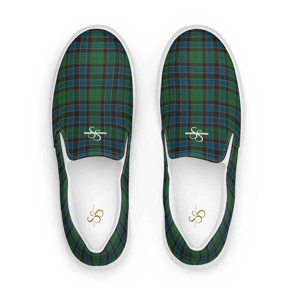 Women’s Slip-On Canvas Shoes Green Blue Orange Plaid Tartan
