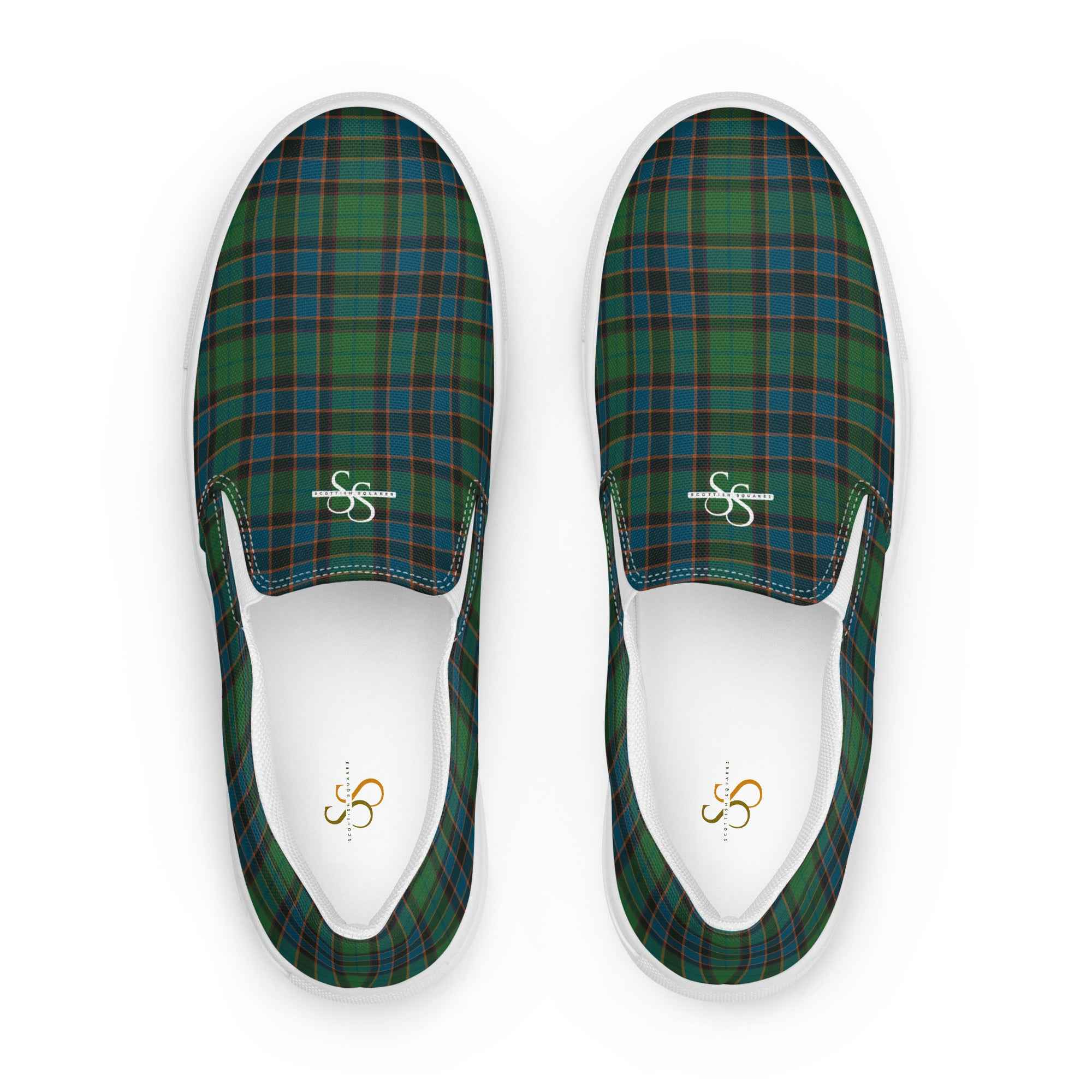 Women’s Slip-On Canvas Shoes Green Blue Orange Plaid Tartan