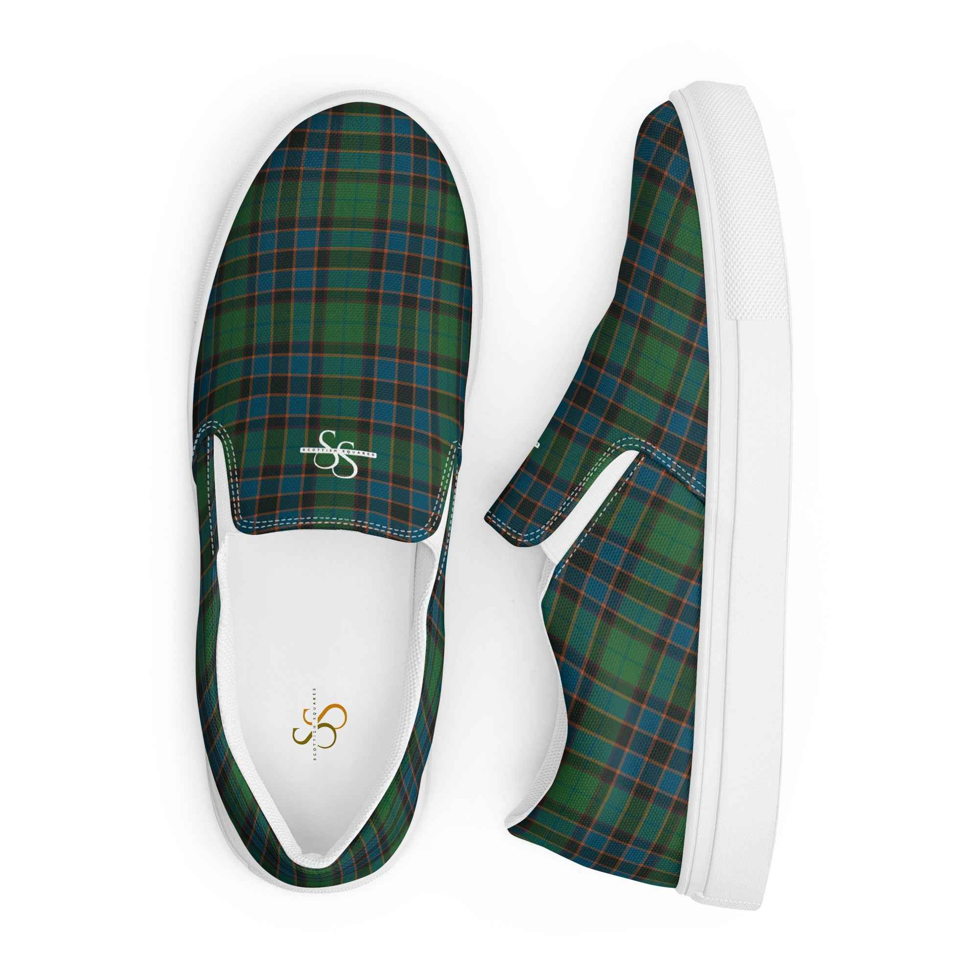 Women’s Slip-On Canvas Shoes Green Blue Orange Plaid Tartan