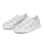 Women’s Slip-On Canvas Shoes Lung Cancer Awareness Plaid, White Ribbon, Supportive Gift - Scottish Squares