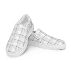 Women’s Slip-On Canvas Shoes Lung Cancer Awareness Plaid, White Ribbon, Supportive Gift - Scottish Squares